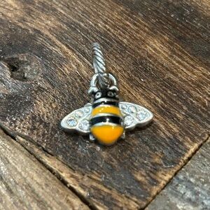 Brighton silverplate, crystal & enamel Honeybee charm, ABC’s collection preloved